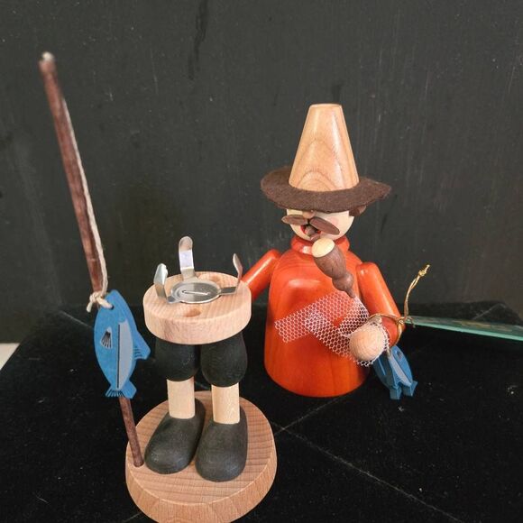 Richard Glasser German Incense Burner Fisherman Handmade in Germany Wooden - Picture 3 of 9